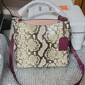 Kate Spade Snakeskin Satchel with Purple Trim